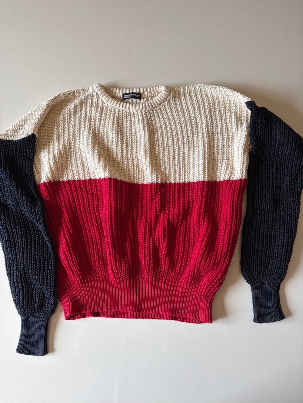 American apparel red white blue long sleeve knit sweater women’s small USA